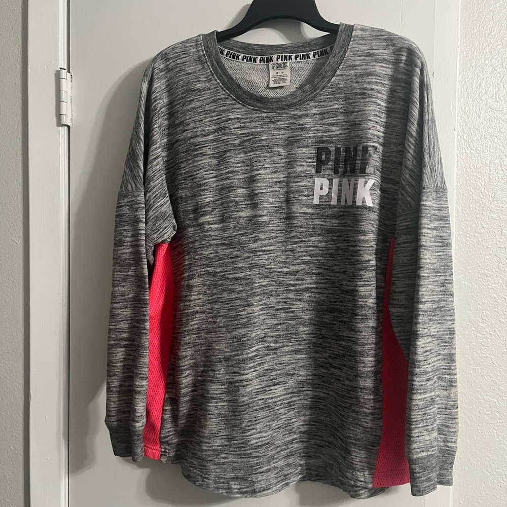 Victoria's Secret PINK Gray and Pink Long Sleeve sweat Shirt